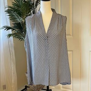 Chic navy blue and white Geometric Blouse, size large